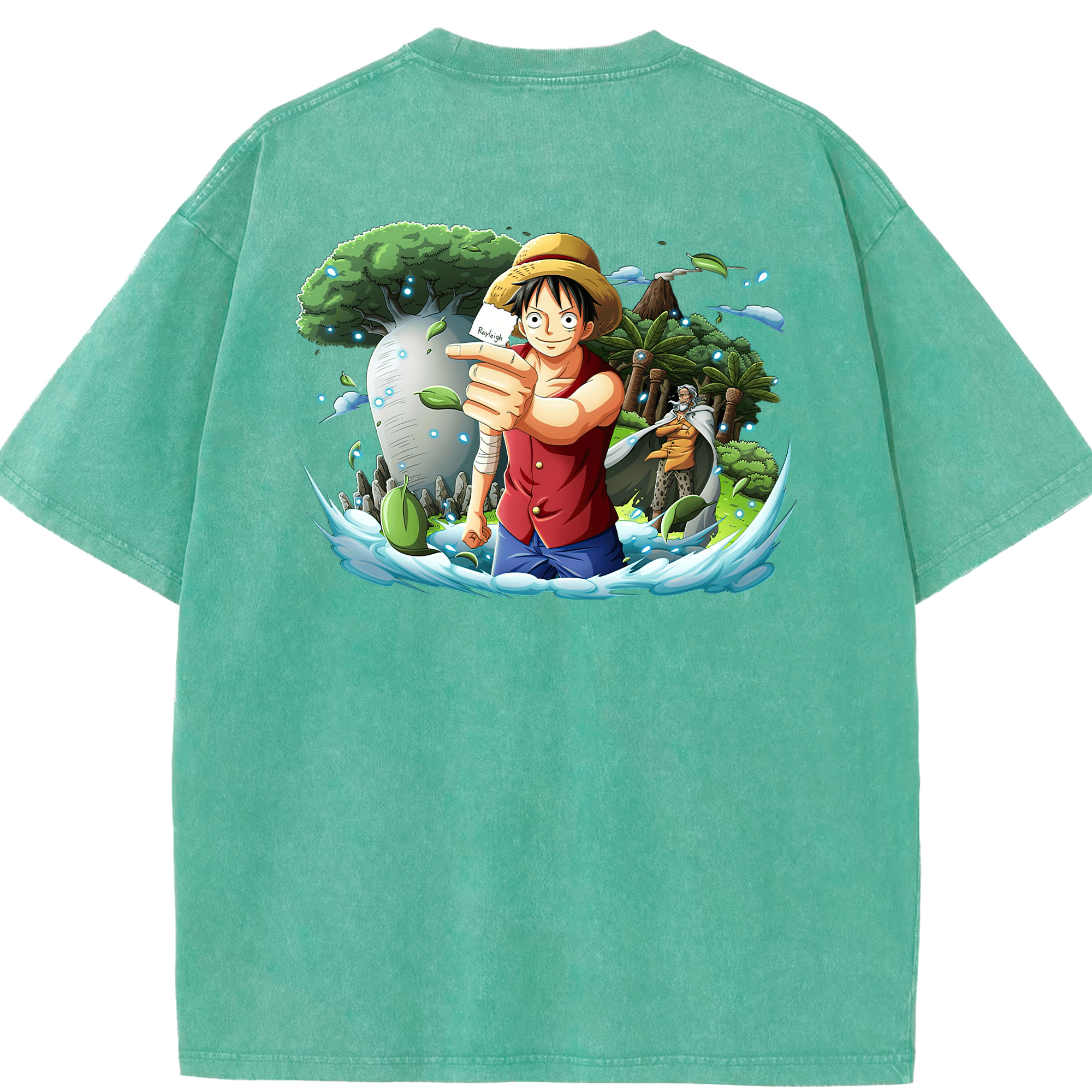 ワンピース モンキー・D・ルフィ ONE PIECE Monkey D. Luffy 綿100% ヴィンテージ風 半袖Tシャツ（背面プリント）
